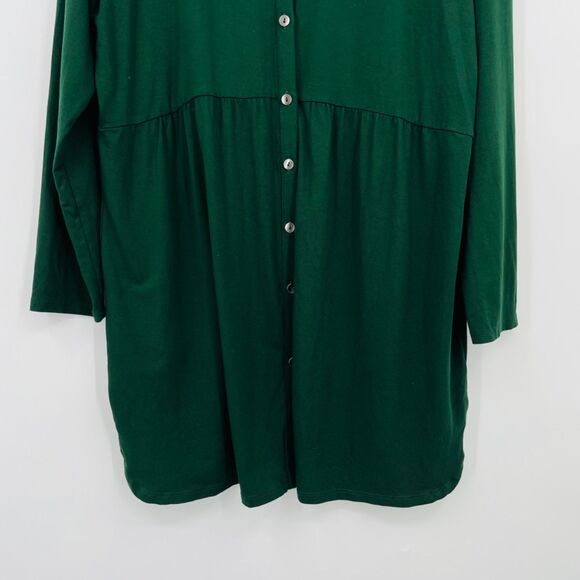 J Jill Wearever Collection Green 2 Piece  Tunic Top Set Size Med Petite, Button - Picture 4 of 8